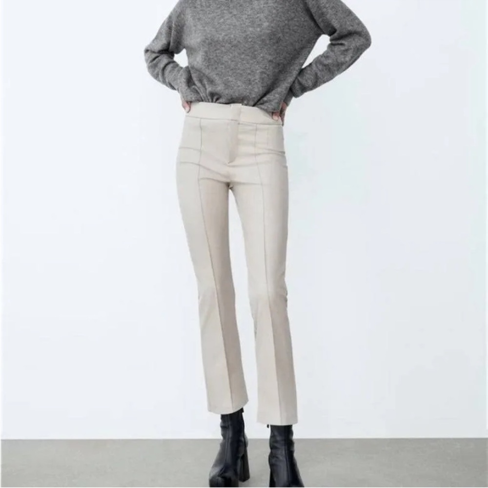 Brand New Zara Cream Leather Work Pants